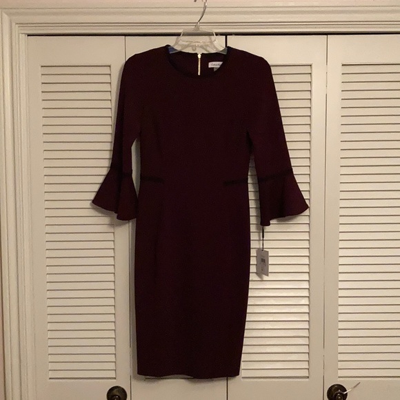 Calvin Klein Dresses & Skirts - Calvin Klein dress, sz 2, NWT,Burgundy, black trim